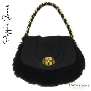 Poppie Jones Faux Fur Gold Chain Bag